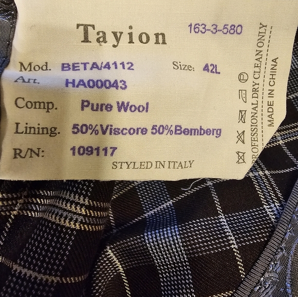 TAYLON MEN'S THREE PIECE SUIT CLASSIC JACKET 42L VEST 42L PANTS WAIST 38L PLAID - Picture 11 of 13